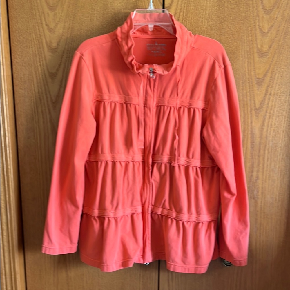 coral zip knit jacket